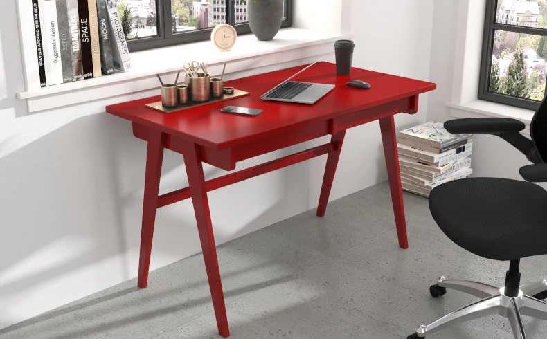 Schreibtisch rot Holz