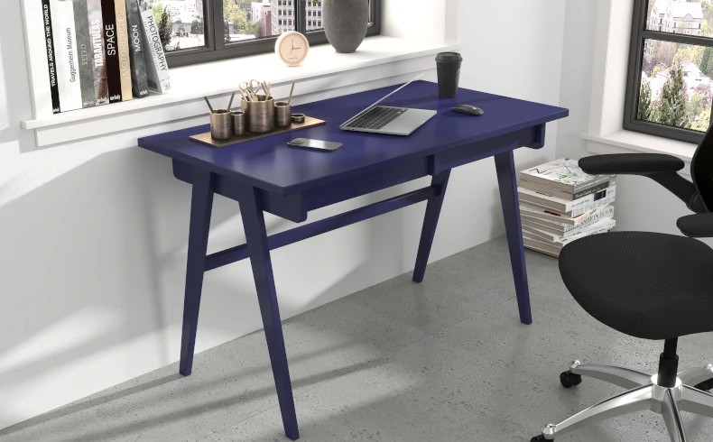 Schreibtisch blau Holz