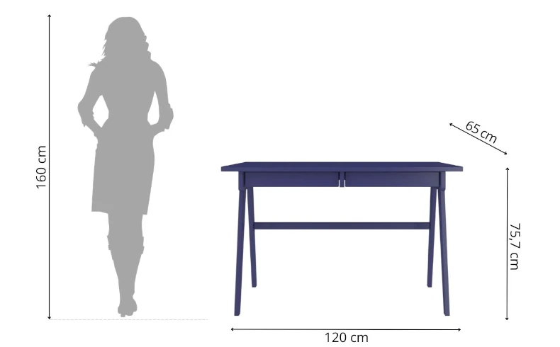 Schminktisch blau mit Schubladen