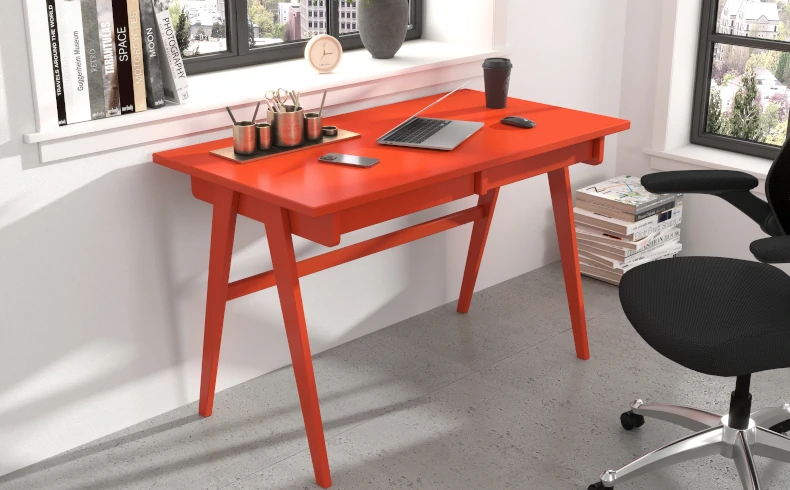 Schreibtisch orange Holz