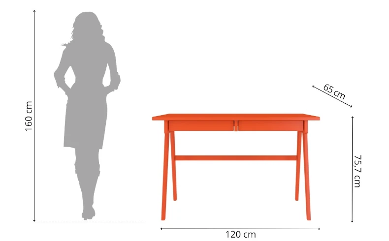 Schminktisch orange mit Schubladen
