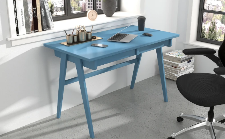 Schreibtisch blau Holz