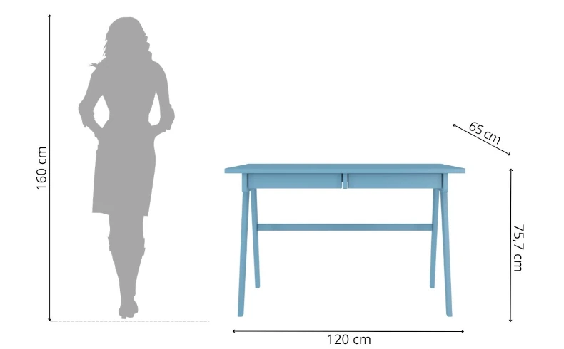 Schminktisch blau mit Schubladen