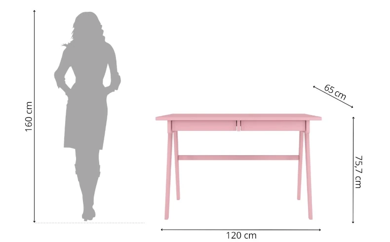 Schminktisch rosa mit Schubladen