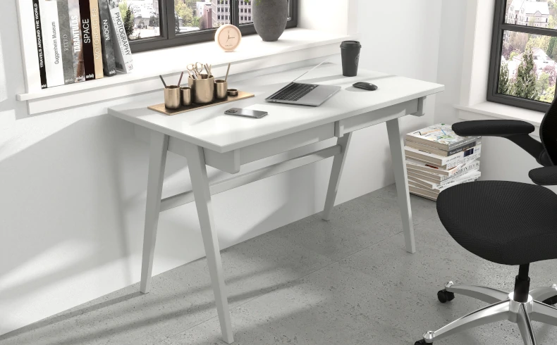 Schreibtisch grau Holz