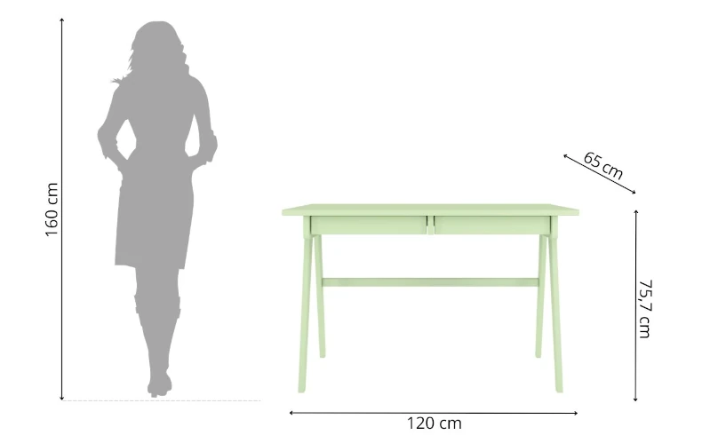 Schminktisch grün mit Schubladen