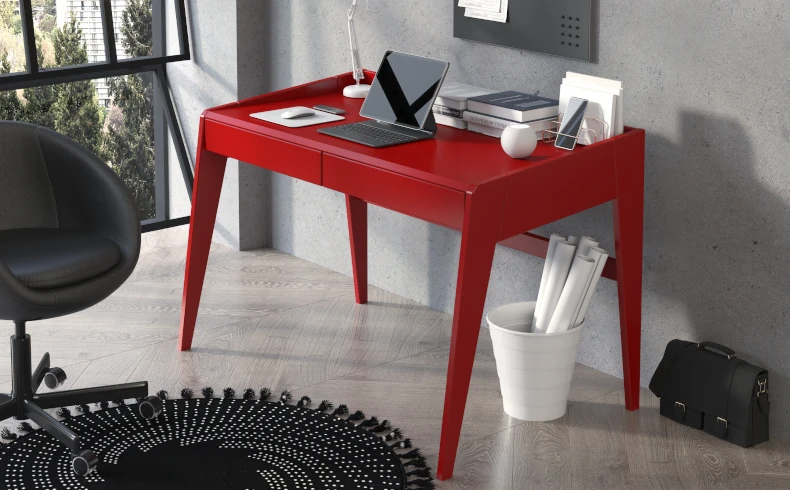 moderner Schreibtisch rot Holz