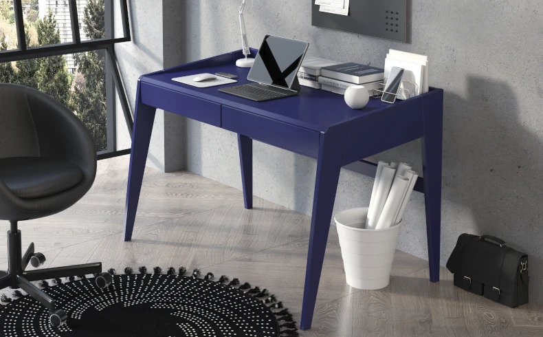 moderner Schreibtisch marineblau Holz