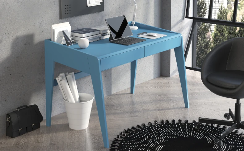 Schreibtisch pastellblau mit Schubladen Holz
