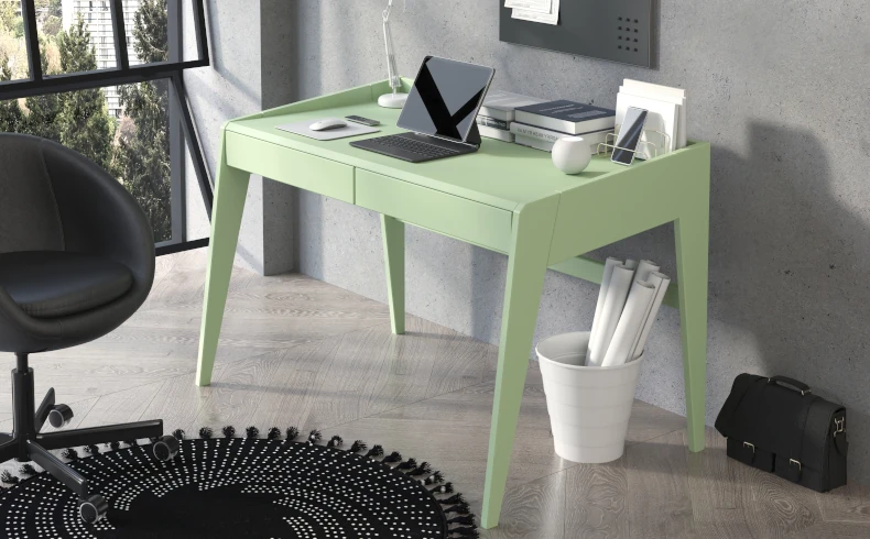 moderner Schreibtisch pastellgrün Holz