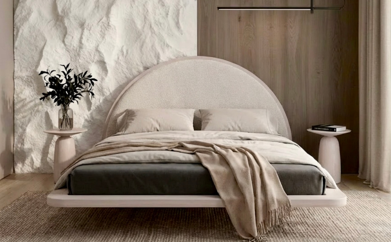 Massivholzbett Japandi Design
