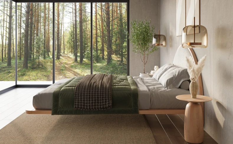 Japandi Schwebebett aus Buchenholz