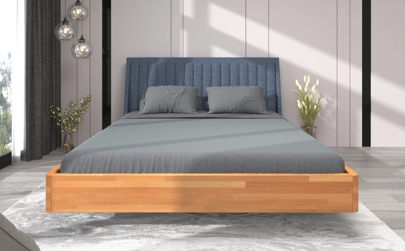 schwebendes Bett aus Massivholz