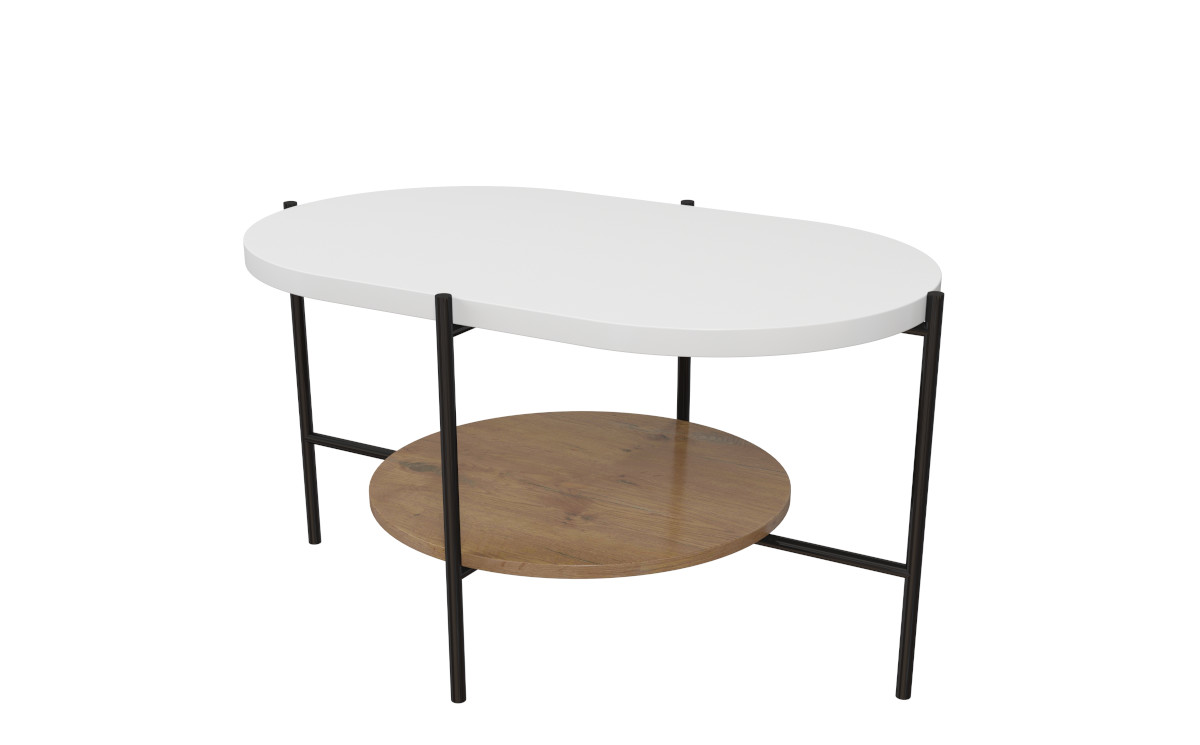 Couchtisch rund weiß Holz Wohnzimmer
