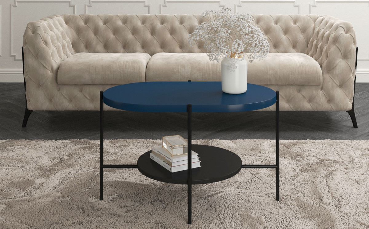 Couchtisch oval schwarz Metall