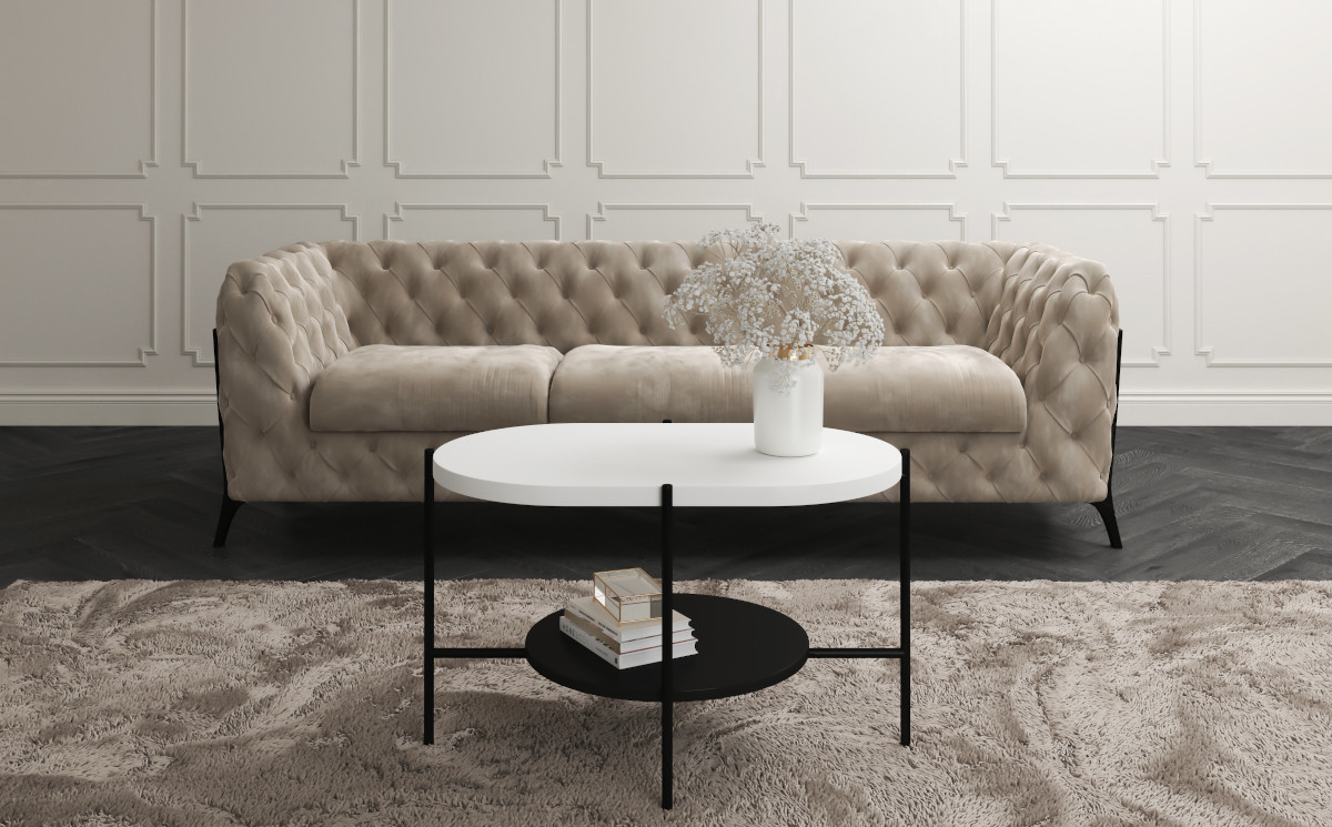 Couchtisch weiß schwarz Metallgestell