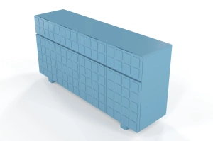 Skandica Cubo Long Kommode 3D mit dekorierter Front / 4 Schubladen / 4 Türen / 169 Cm / Pastellblau