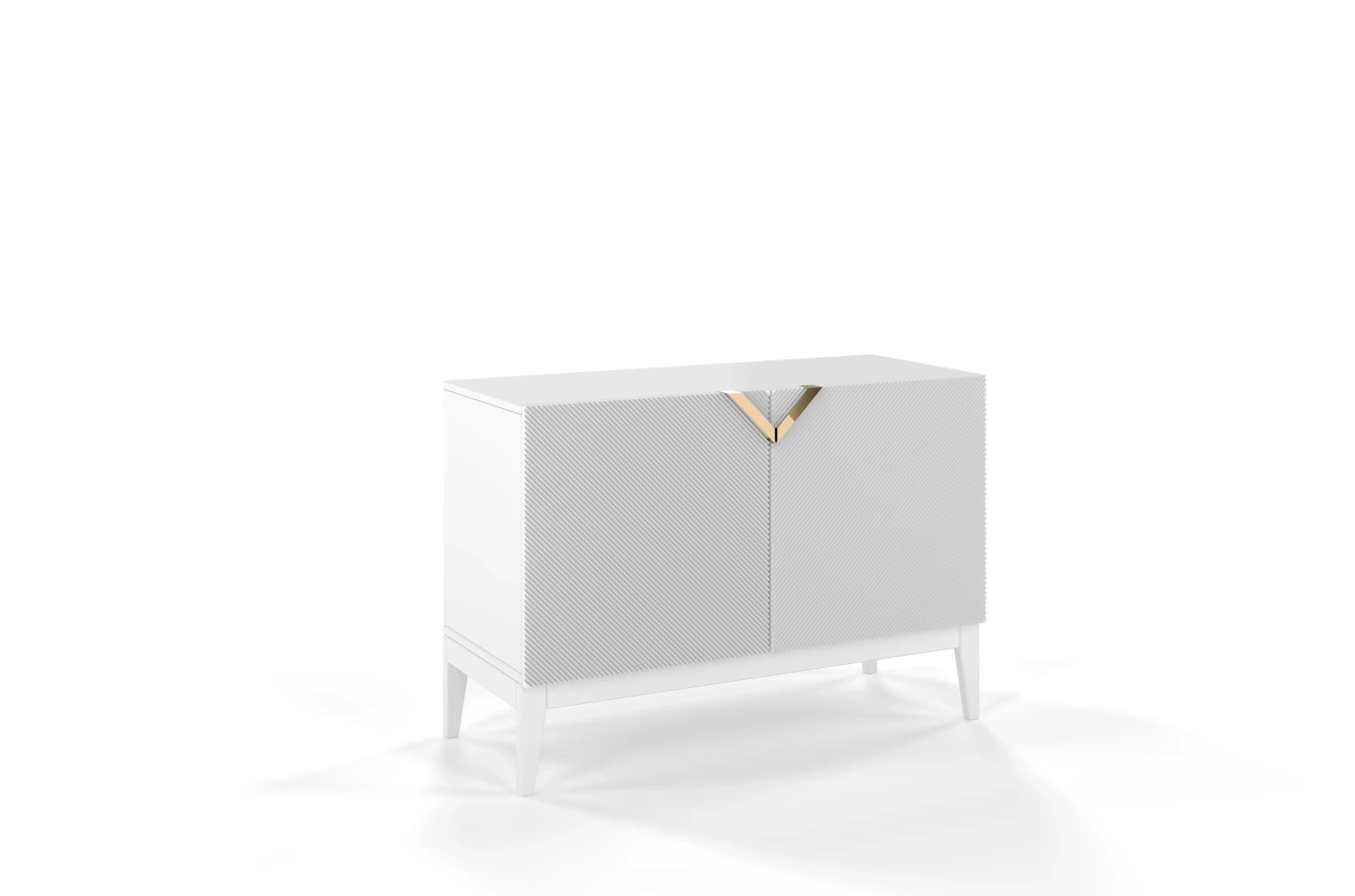 Holzkommode Visby Demi Long 2D / 100,5 Cm / Weiß + weiße Beine