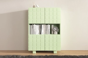 Skandica Cubo High Kommode 3D mit dekoriert Front / 4 Türen / 85 x 120 Cm / Pastellgrün