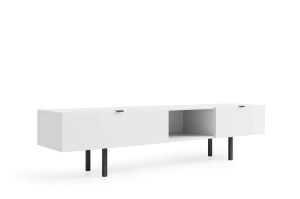 Skandica Myway Moderne TV-Schrank mit Schublade / Minimalistische TV-Schrank auf Metallbeinen / 180 Cm / Weiß