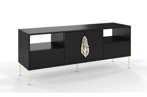 Skandica Merlin Tv-Schrank Mit Goldenen Details / 138 Cm / Schwarz