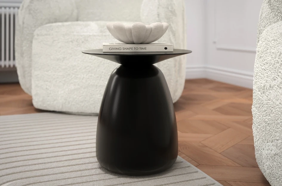 Holztisch Kayani Baobab 34 in verschiedene Farben / Höhe 34 cm / Schwarz