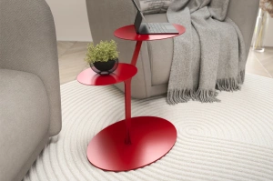 Eleganter Metall-Beistelltisch Kayani Iroko / Rot