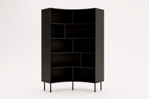 Skandica Horn Eckregal / Bücherregal / Hoches Regal In Bogenform / Mit Schwarzen Beinen / 10 Fächern / 100 Cm / Schwarz