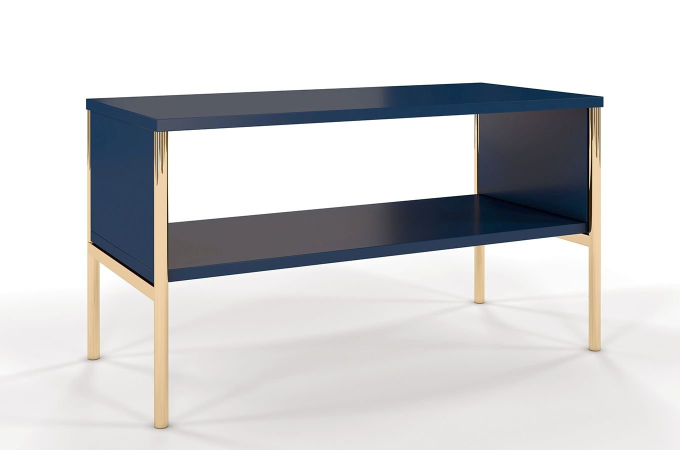 Skandica Polka Eleganter Couchtisch Auf Goldenen Beinen / 2 Ablagen / 80 Cm / Marineblau