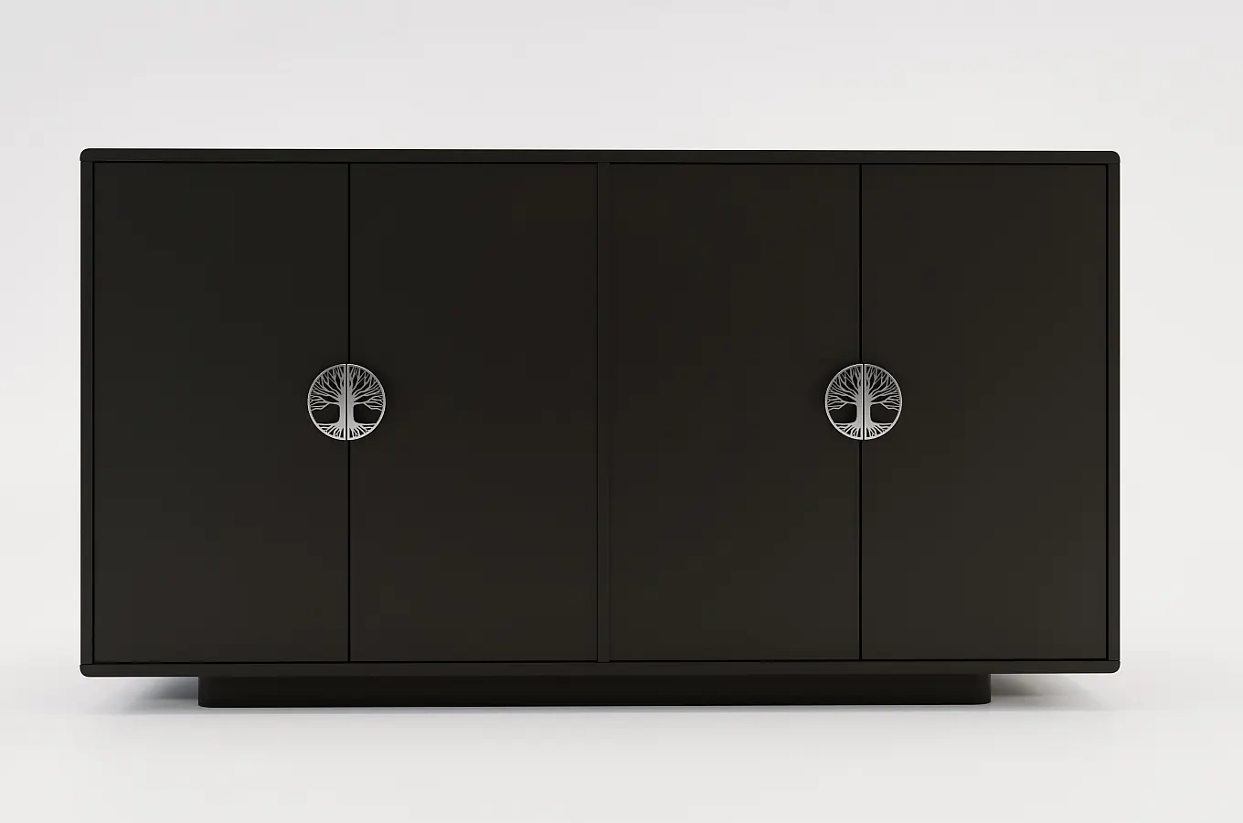 Dancan Lotta Kommode Mit Silbernen Griffen / Abgerundete Kanten / 139 Cm / Schwarz