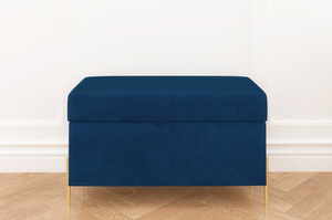 Dancan Borgo Polsterbank Mit Stauraum / Sitztruhe Mit Goldenen Beinen / Fussbank / 80 Cm / Marineblau
