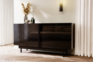 Dancan Artemisa Kommode Mit Goldenem Akzent / Hochglanz / 4 Türen / 163 Cm / Schwarz