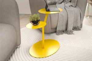 Eleganter Metall-Beistelltisch Kayani Iroko / Gelb