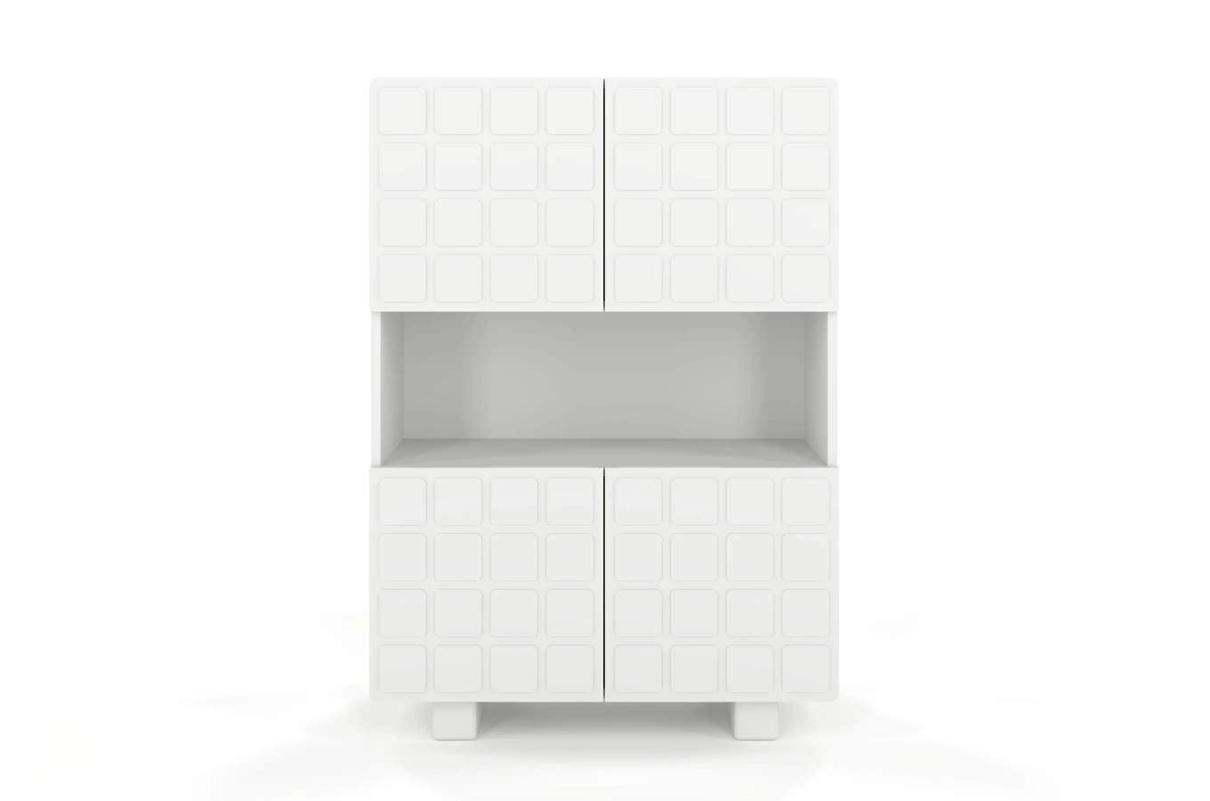 Skandica Cubo High Kommode 3D mit dekoriert Front / 4 Türen / 85 x 120 Cm / Weiß