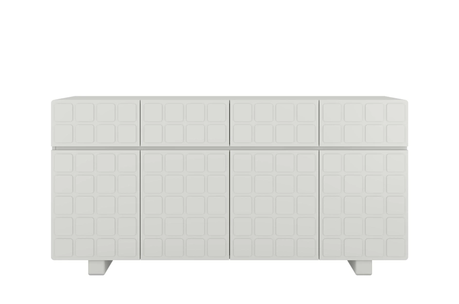 Skandica Cubo Long Kommode 3D mit dekorierter Front / 4 Schubladen / 4 Türen / 169 Cm / Milchgrau