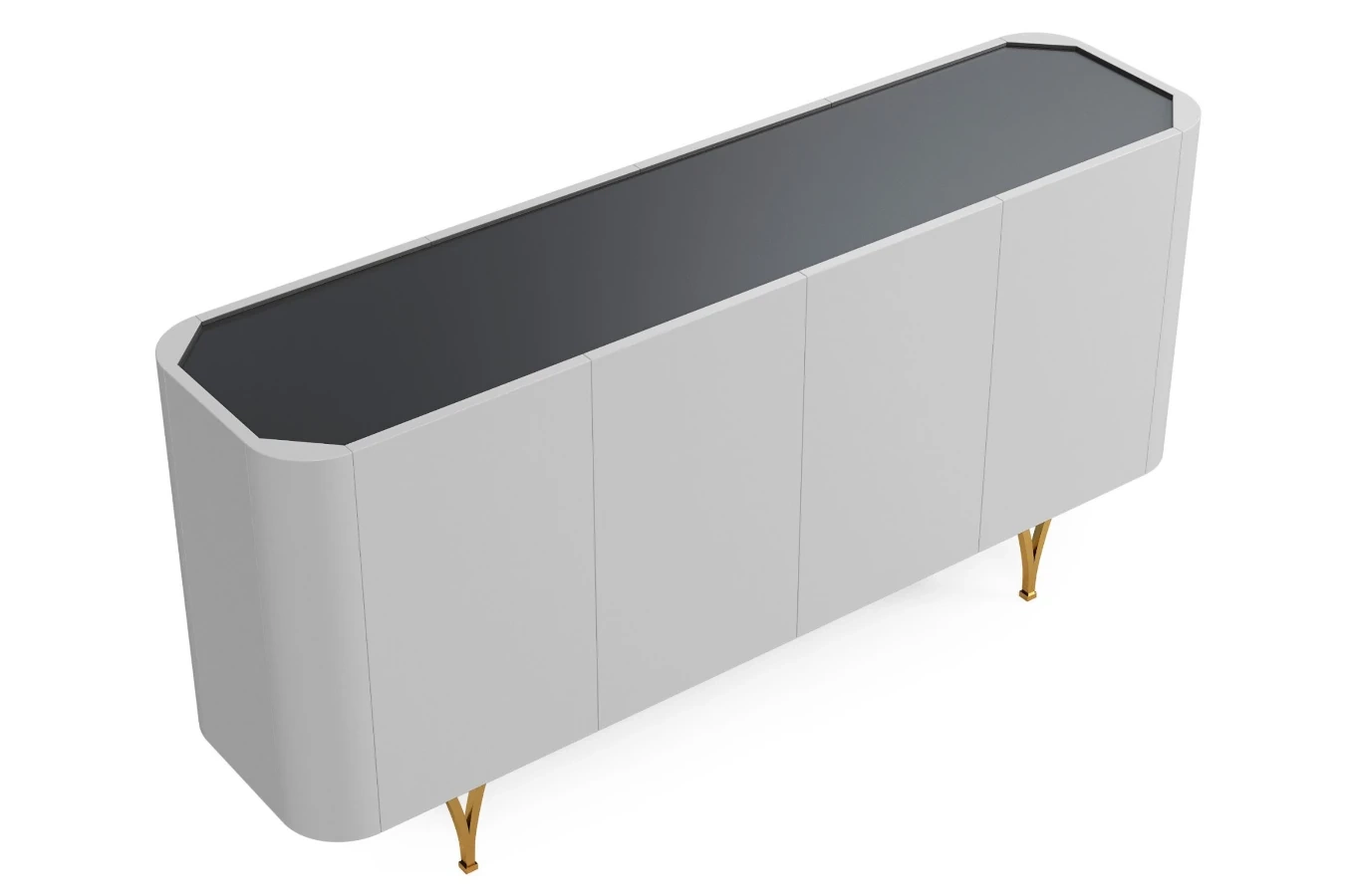 Moderne Kommode Dancan Monza / 160 cm / graue mit goldenen Beinen
