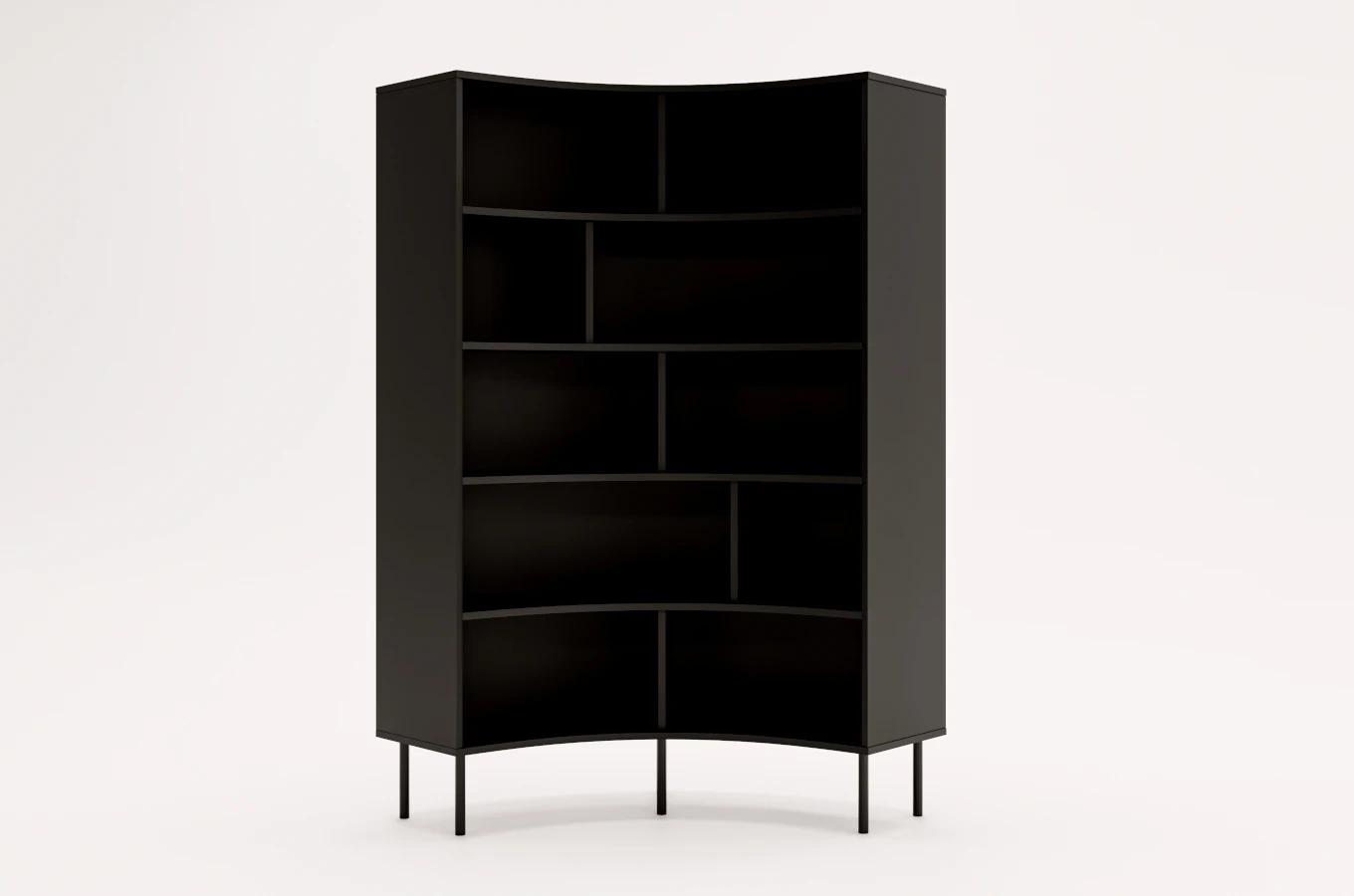 Skandica Horn Eckregal / Bücherregal / Hoches Regal In Bogenform / Mit Schwarzen Beinen / 10 Fächern / 100 Cm / Schwarz