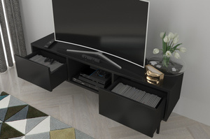 Dancan Mirka Minimalistische Tv-Schrank Auf Metallbeinen / 130 Cm / Schwarz