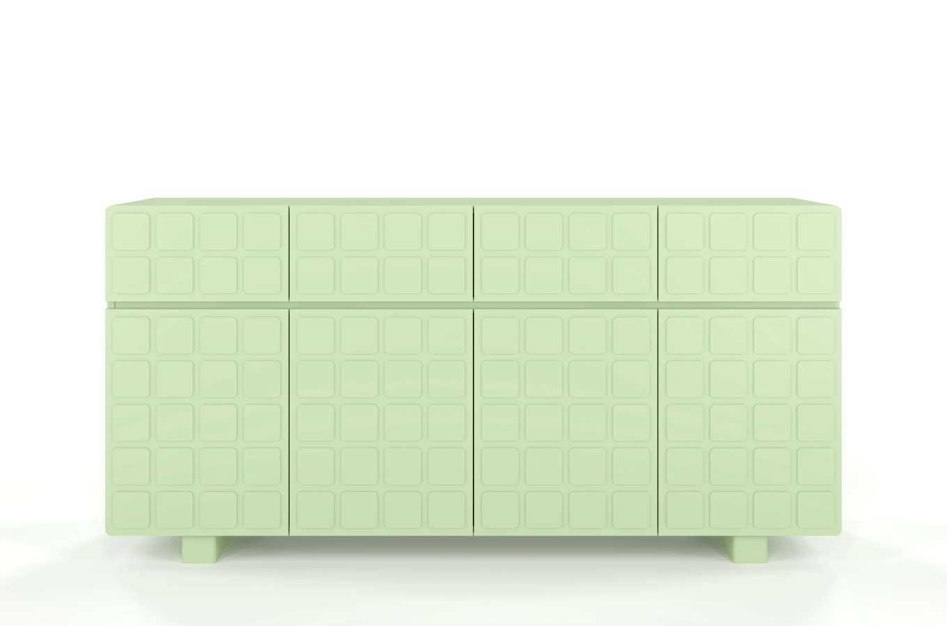Skandica Cubo Long Kommode 3D mit dekorierter Front / 4 Schubladen / 4 Türen / 169 Cm / Pastellgrün