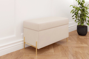 Dancan Borgo Polsterbank Mit Stauraum / Sitztruhe Mit Goldenen Beinen / Fussbank / 80 Cm / Beige