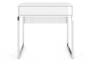Dancan Eva Moderne Schminktisch / Kosmetiktisch / Schreibtisch Auf Silbernen Beinen / Hochglanz / 1 Schublade / 80 Cm / Weiß