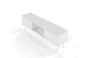 Dancan Mirka Minimalistische Tv-Schrank Auf Metallbeinen / 130 Cm / Weiß