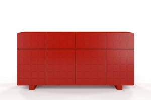 Skandica Cubo Long Kommode 3D mit dekorierter Front / 4 Schubladen / 4 Türen / 169 Cm / Rot