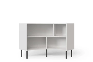 Skandica Horn Eckregal / Bücherregal / Niedriges Regal In Bogenform / Mit Schwarzen Beinen / 4 Fächern / 100 Cm / Weiß