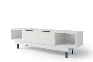 Dancan Artemisa Tv-Kommode Mit Goldenem Akzent / Hochglanz / 2 Schubladen / 2 Offenen Fächern / 163 Cm / Weiß