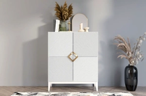 Holzkommode Visby Demi High / 100 Cm / Weiß + weiße Beine