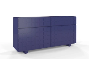 Skandica Cubo Long Kommode 3D mit dekorierter Front / 4 Schubladen / 4 Türen / 169 Cm / Marineblau