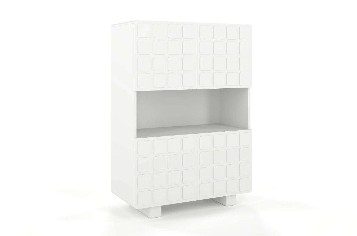 Skandica Cubo High Kommode 3D mit dekoriert Front / 4 Türen / 85 x 120 Cm / Weiß