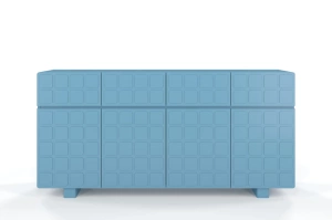 Skandica Cubo Long Kommode 3D mit dekorierter Front / 4 Schubladen / 4 Türen / 169 Cm / Pastellblau