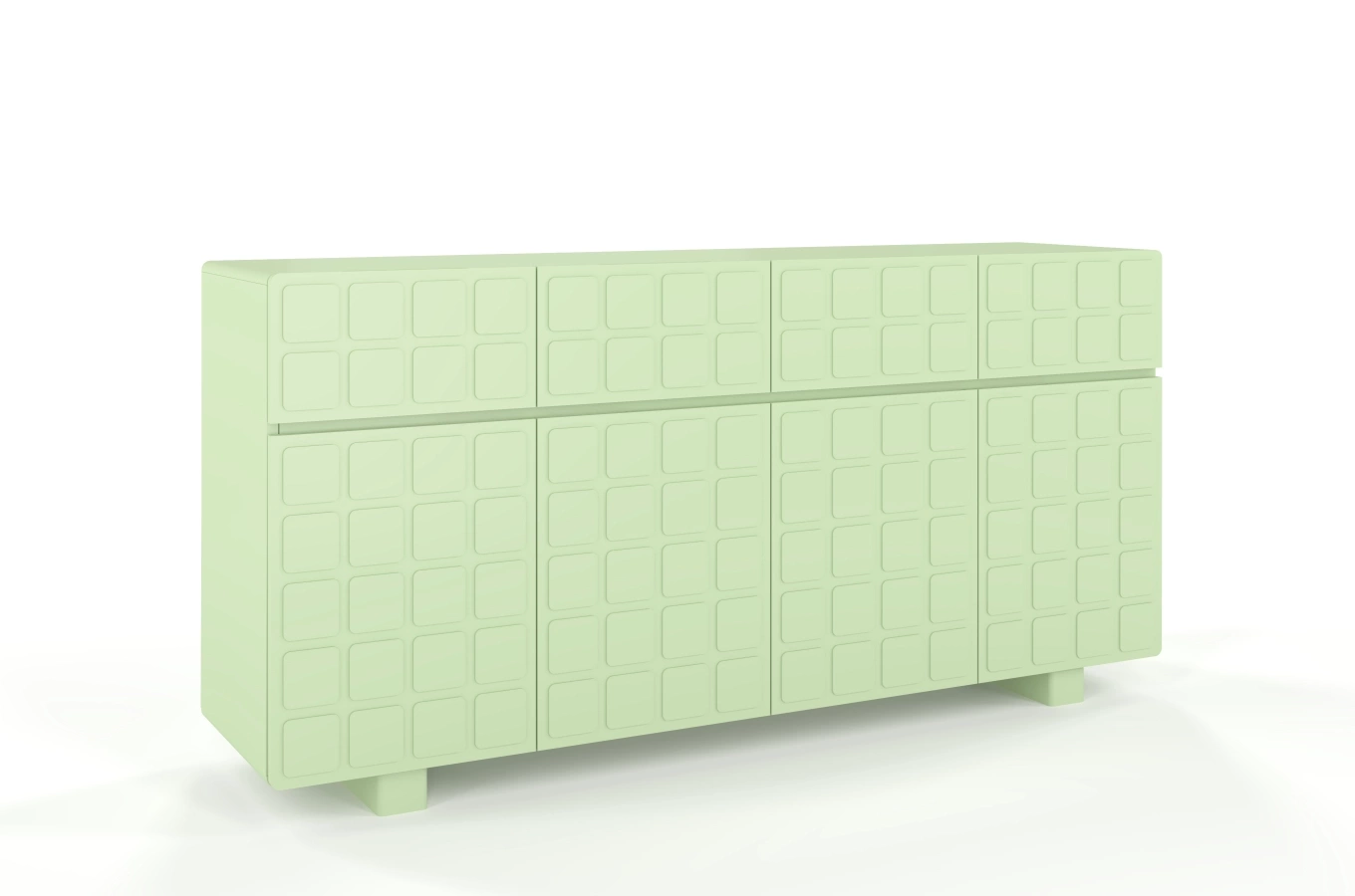 Skandica Cubo Long Kommode 3D mit dekorierter Front / 4 Schubladen / 4 Türen / 169 Cm / Pastellgrün
